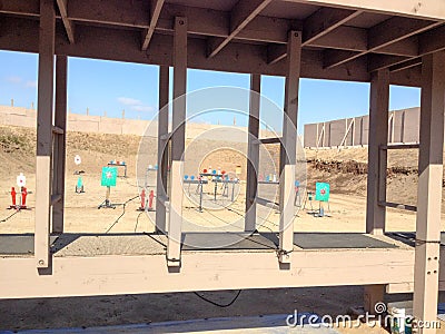 Firing range for shooting guns pistols firearms training Editorial Stock Photo