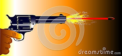 Firing Revolver Vector Illustration