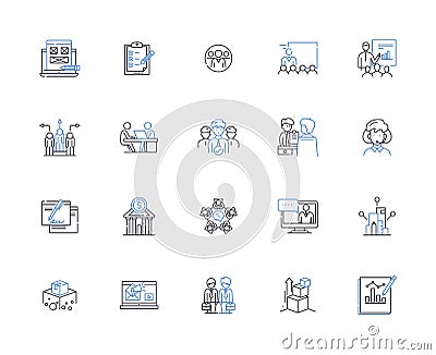 Firm line icons collection. Professional, Expertise, Quality, Integrity, Trusrthy, Efficient, Reliable vector and linear Vector Illustration