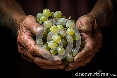 Firm Male hand holding grape fruit. Generate ai Stock Photo