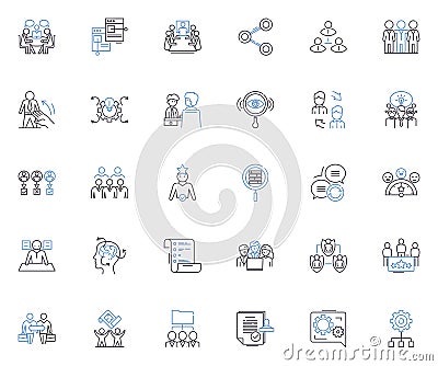 Firm unit line icons collection. Strategy, Marketing, Finance, Accounting, Consulting, Sales, Operations vector and Vector Illustration