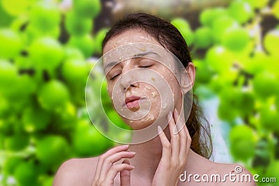 Firming Grape Face mask Stock Photo