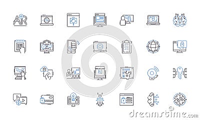 Firmware line icons collection. Update, Software, Embedded, Chip, Flash, Upgrade, Code vector and linear illustration Vector Illustration