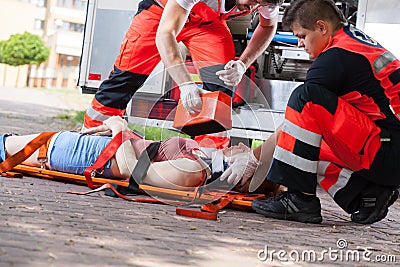 First aid after accident Stock Photo