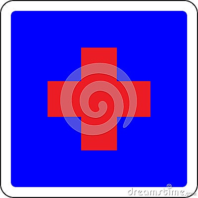 First aid available sign with red cross Editorial Stock Photo