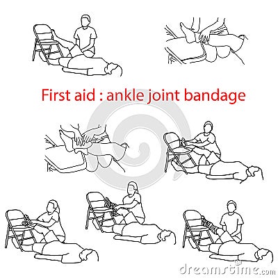 First aid bandage in case of injury of the ankle joint vector il Vector Illustration