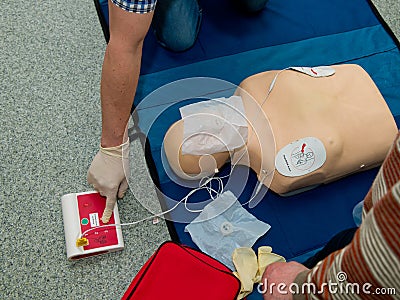 First aid cardiopulmonary resuscitation course. Stock Photo