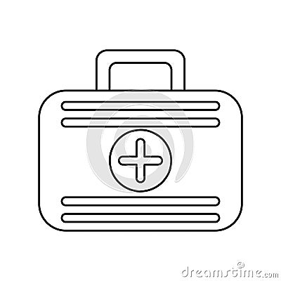 First aid case medical emergency thin line Vector Illustration