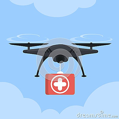 First aid drone. Vector Illustration