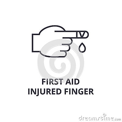 First aid, injured finger line icon, outline sign, linear symbol, vector, flat illustration Vector Illustration