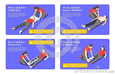 First Aid Isometric Set Vector Illustration