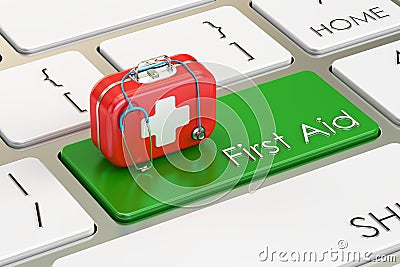 First Aid key on keyboard, 3D rendering Stock Photo