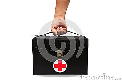 First aid kit box in white background or isolated background, Emergency case used aid box for support medical service Editorial Stock Photo