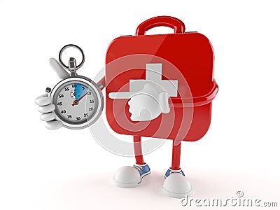 First aid kit character with stopwatch Stock Photo