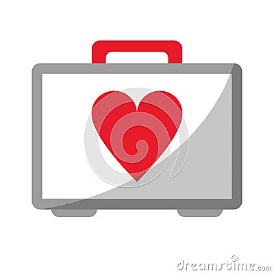 First aid kit emergency heart care Vector Illustration