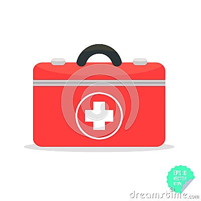 First aid kit flat icon. Health care. Flat illustration. Cartoon Illustration