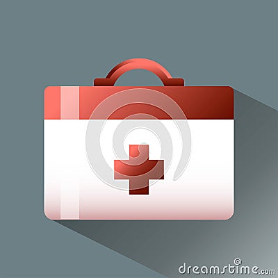 First aid kit icon flat style isolated on a colored background. EPS 10 vector Vector Illustration