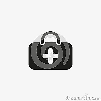 First aid kit icon for healthcare application UI design. Emergency care bag, medical suitcase symbol Vector Illustration