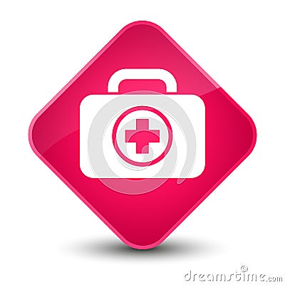 First aid kit icon elegant pink diamond button Cartoon Illustration