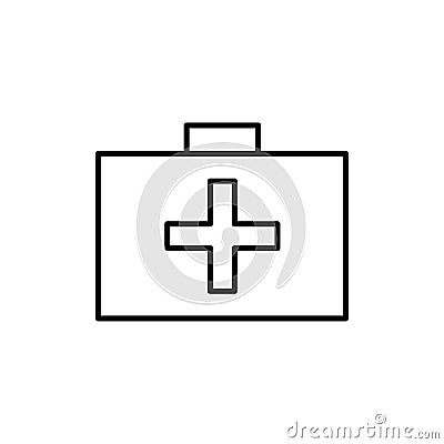 First aid kit icon. Outline suitcase sign. Medicine concept. App button. Flat style. Vector illustration. Stock image. Vector Illustration