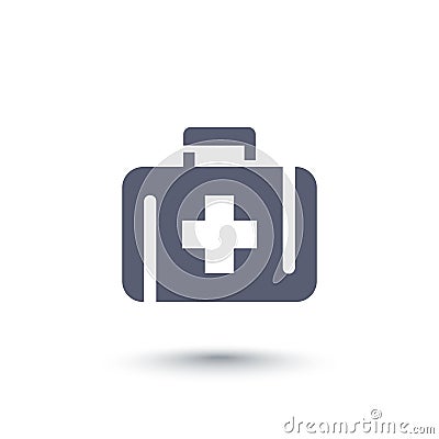 First aid kit, medicine chest icon Vector Illustration