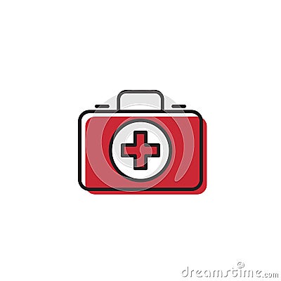 First aid kit vector icon, isolated on white background Vector Illustration