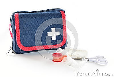 First aid kit on wite background Stock Photo