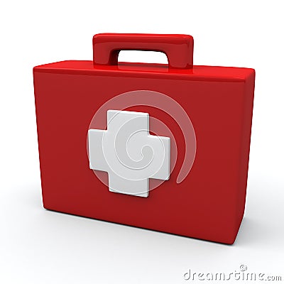 First aid medical kit box, 3d Stock Photo