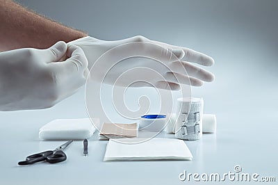 First aid medical supplies Stock Photo