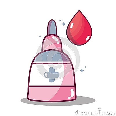 First aid oinment treatment with blood drop Vector Illustration