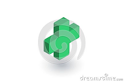 First aid, pharmacy, medical cross isometric flat icon. 3d vector Vector Illustration