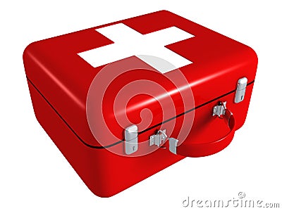 First aid red medical kit box Stock Photo