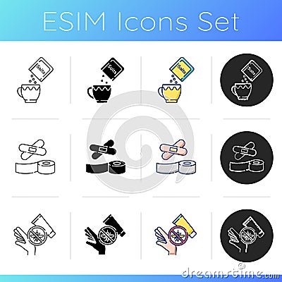 First aid supplies icons set Vector Illustration