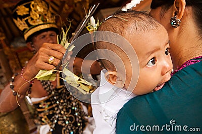 First birthday ( Oton ) on bali island, indonesia Editorial Stock Photo