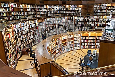 First circular library of Spain. Books and more books Editorial Stock Photo