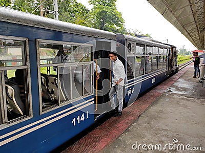 First class coach of the UNESCO recognized Toy train of the Darjeeling Himalayan Railways in India. Editorial Stock Photo