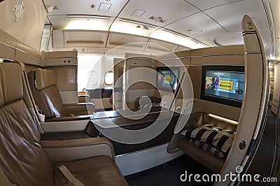 First class seats in an airbus Editorial Stock Photo