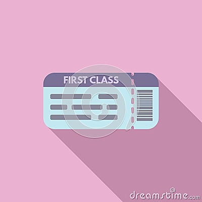 First class travel ticket icon flat vector. Suitcase vacation Vector Illustration