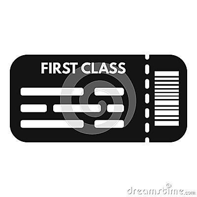 First class travel ticket icon simple vector. Suitcase vacation Stock Photo