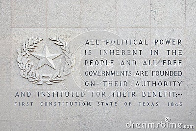 First Constitution, State of Texas, 1845 Stock Photo