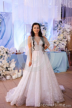 the first dance bride inside a restaurant Stock Photo