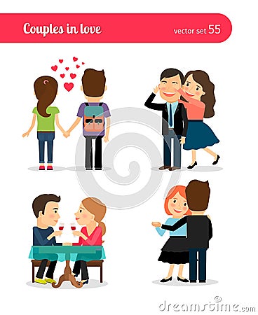 First date of happy couple Vector Illustration