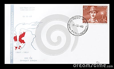 First Day Cover letter printed by India Editorial Stock Photo