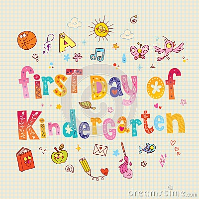 First day of kindergarten banner Vector Illustration