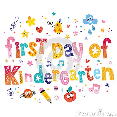 First day of kindergarten Vector Illustration