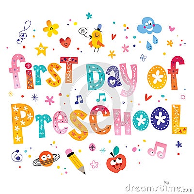 First day of preschool Vector Illustration