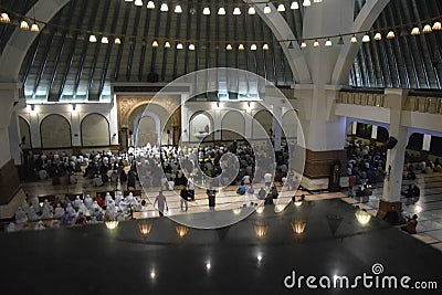 The first day at tarawih prayer MAJT Semarang Editorial Stock Photo