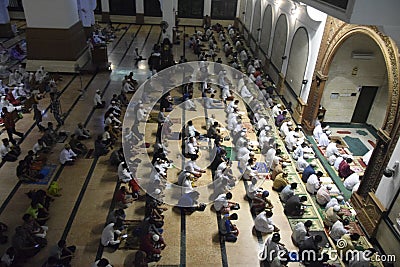 The first day at tarawih prayer MAJT Semarang Editorial Stock Photo