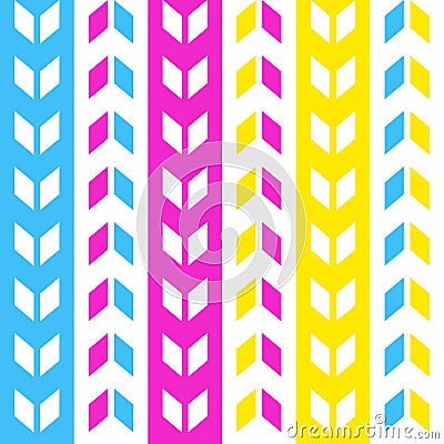 Blue Pink Yellow Cheerful Horizontal Seamless Pattern | Dpara Series Vector Illustration