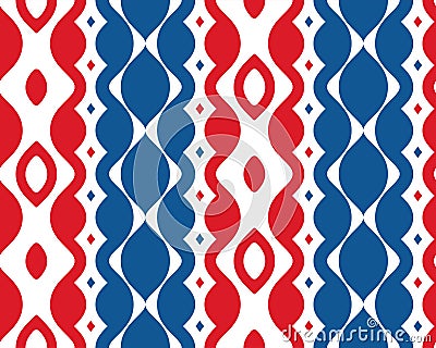 Abstract Red Blue Shape Horizontal Seamless Pattern | Etpa Series Vector Illustration